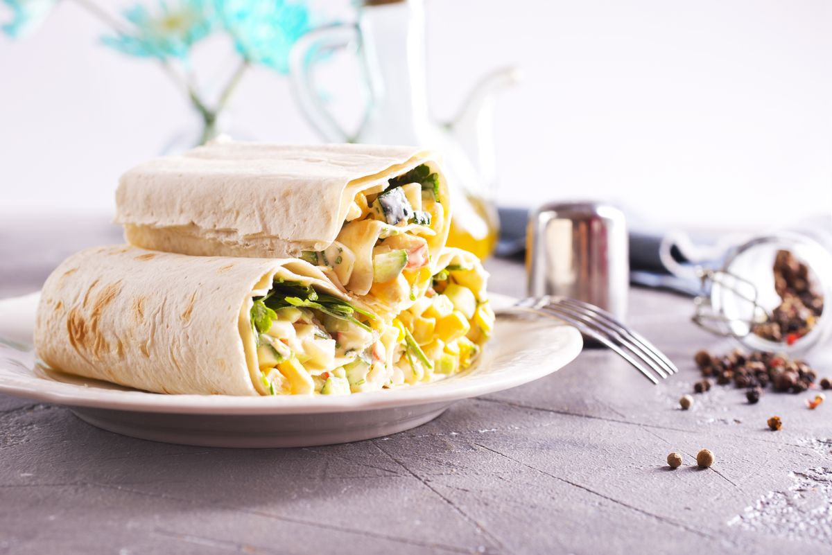 Fresh breakfast wrap with vegetables